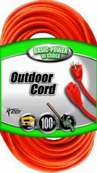 Coleman Cable 100ft Vinyl Outdoor 16/3 Extension Cord