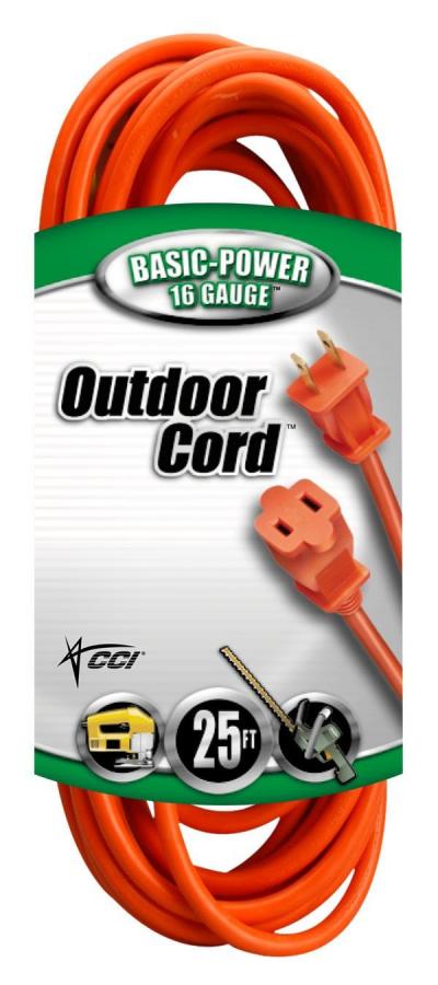 Coleman Cable 25ft Vinyl Outdoor 16/2 Extension Cord