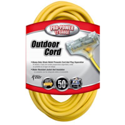 Coleman Cable 50ft 12/3 3-Way Power Block Tri-Source Extension Cord