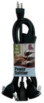 Conntek 6ft 3-Outlet Snap Black Extension Cord