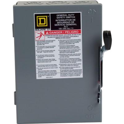 Square D 30 Amp 2-Pole Fused Indoor General Duty Safety Switch